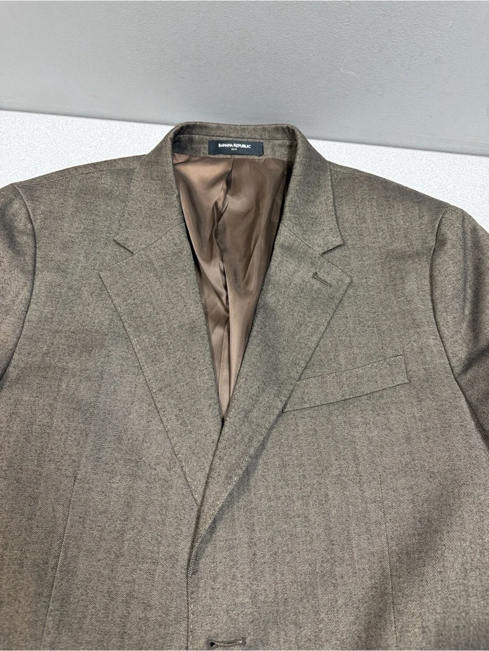 Banana Republic Tailored Fit Blazer 42R Brown Twill Textured Sport Coat
